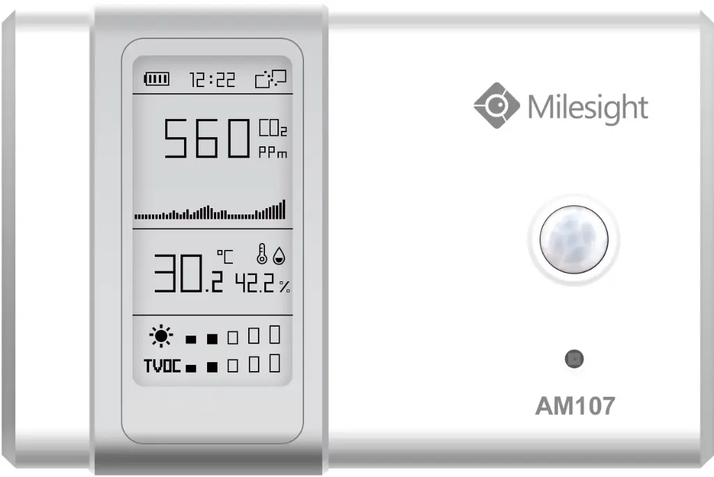 [AM107-868M] Air quality sensor CO2, barometer, humidity, temperature, LoraWan, with display