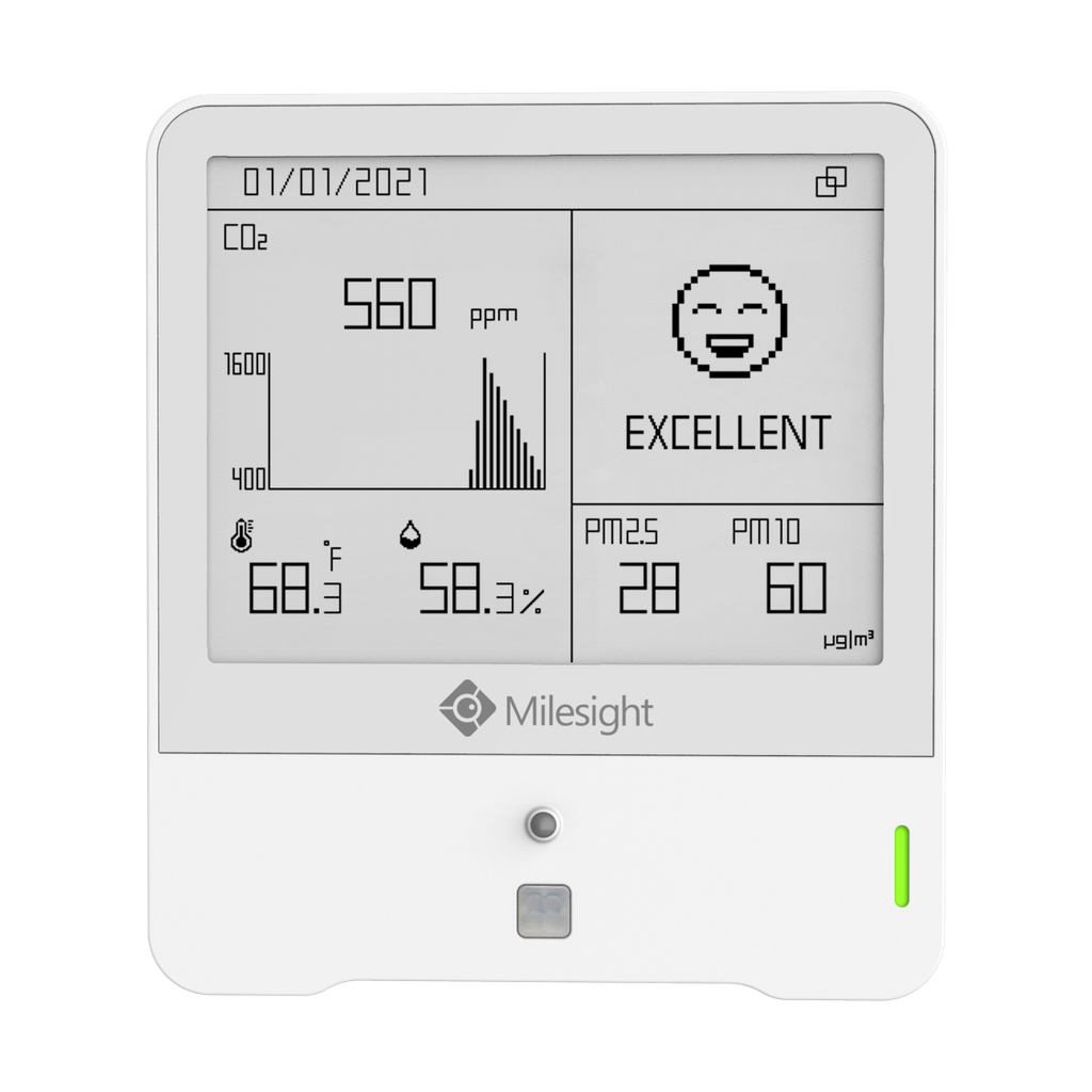 LoraWAN 9-in-1 iekštelpu gaisa kvalitātes sensors, ar displeju, AM307