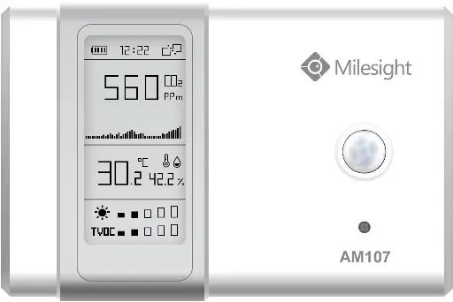 [AM107-868M] Gaisa kvalitātes sensors CO2, barometer, humidity, temperature, LoraWan, with display
